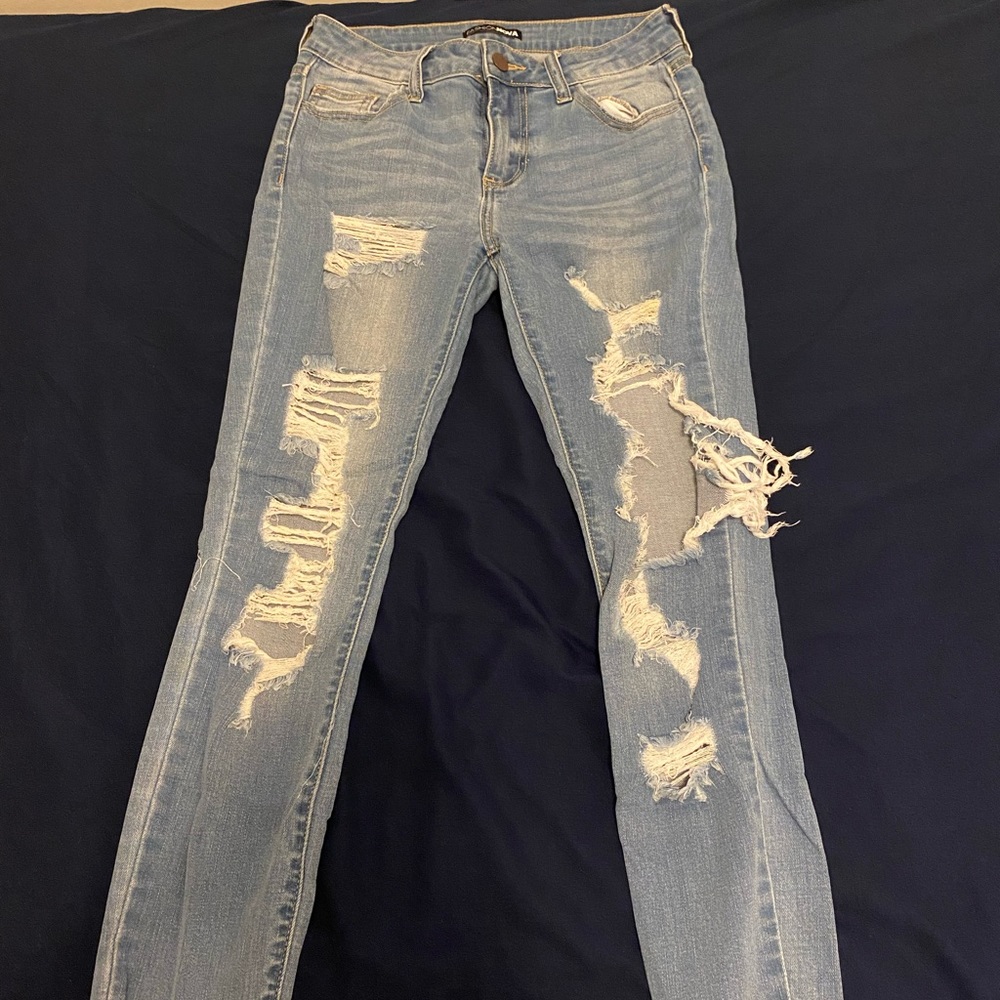 Fashion nova ripped low rise jeans